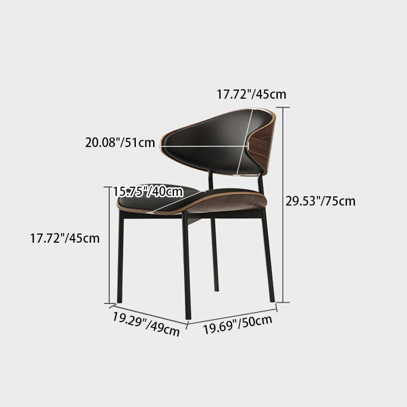 Minimalist Bent Microfiber Leather Dining Chair