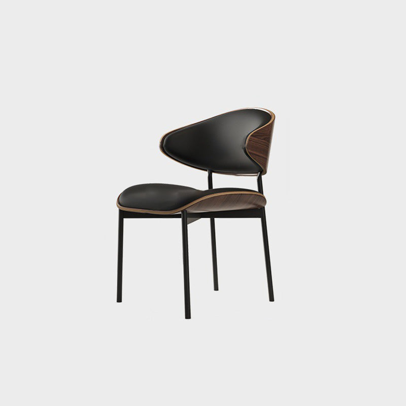 Minimalist Bent Microfiber Leather Dining Chair