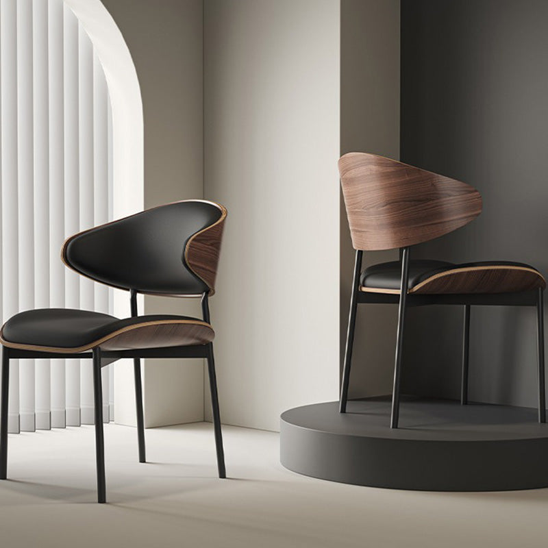 Minimalist Bent Microfiber Leather Dining Chair