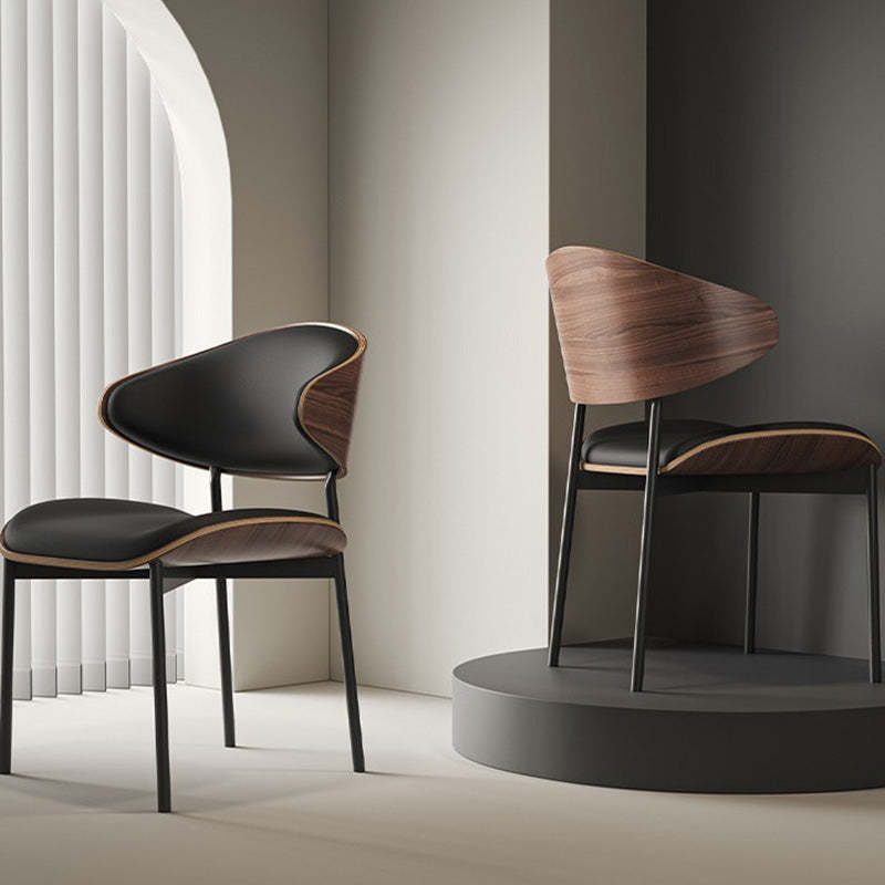 Minimalist Bent Microfiber Leather Dining Chair