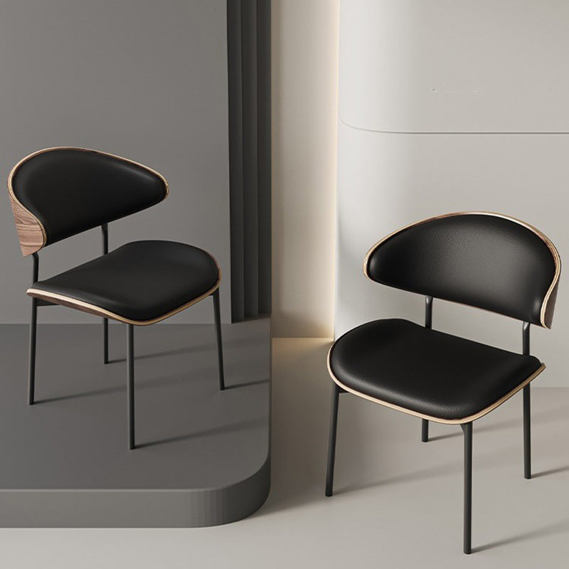 Minimalist Bent Microfiber Leather Dining Chair