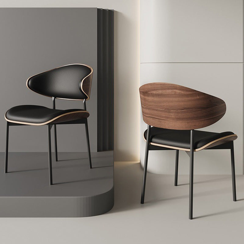 Black minimalist microfiber bent dining chairs & benches
