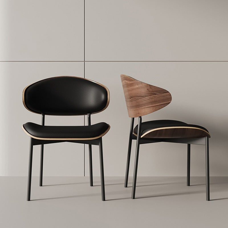 Minimalist Bent Microfiber Leather Dining Chair