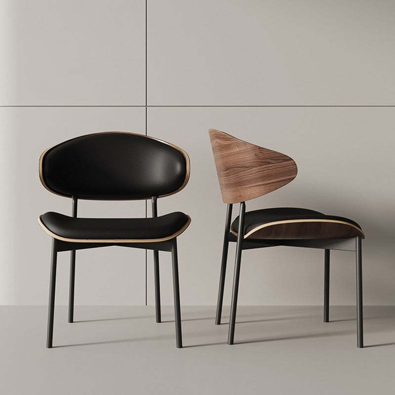 Minimalist Bent Microfiber Leather Dining Chair