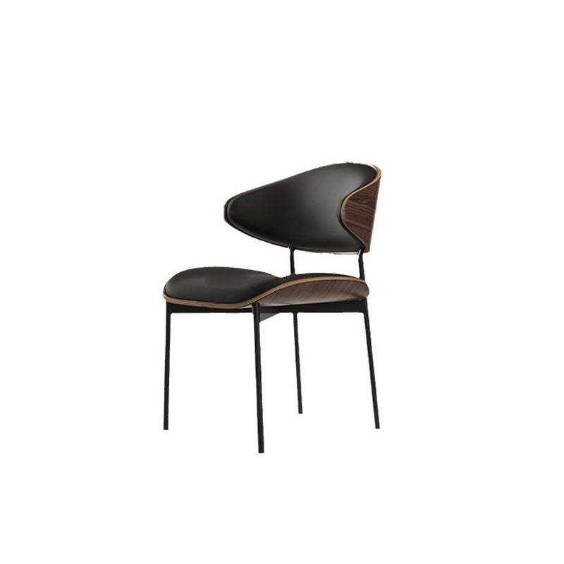 Minimalist Bent Microfiber Leather Dining Chair