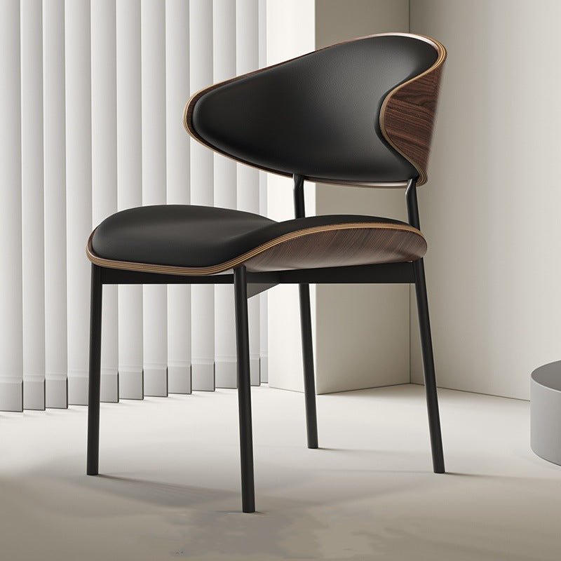 Minimalist Bent Microfiber Leather Dining Chair