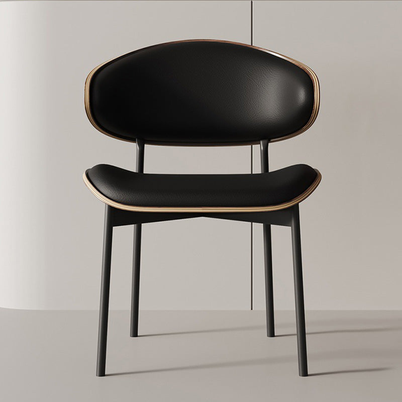 Minimalist Bent Microfiber Leather Dining Chair