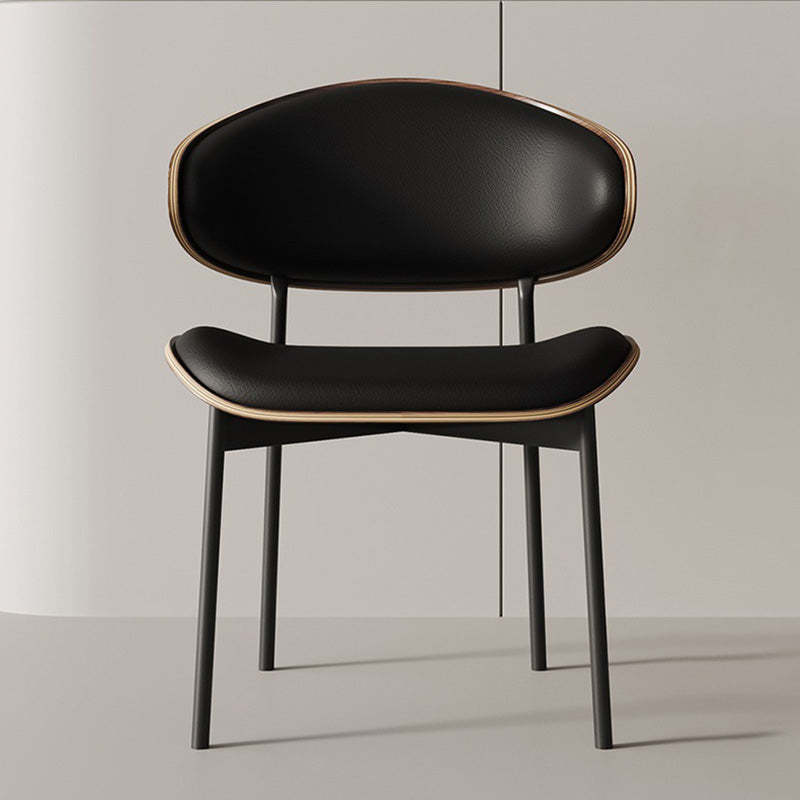 Minimalist Bent Microfiber Leather Dining Chair