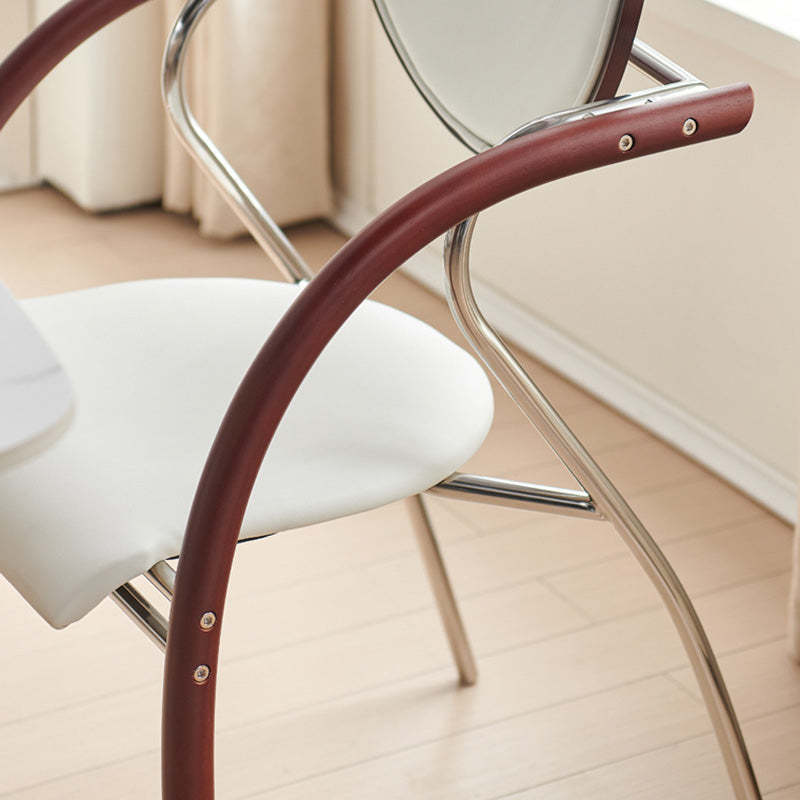Scandinavian Half-Round Leather Dining Chair