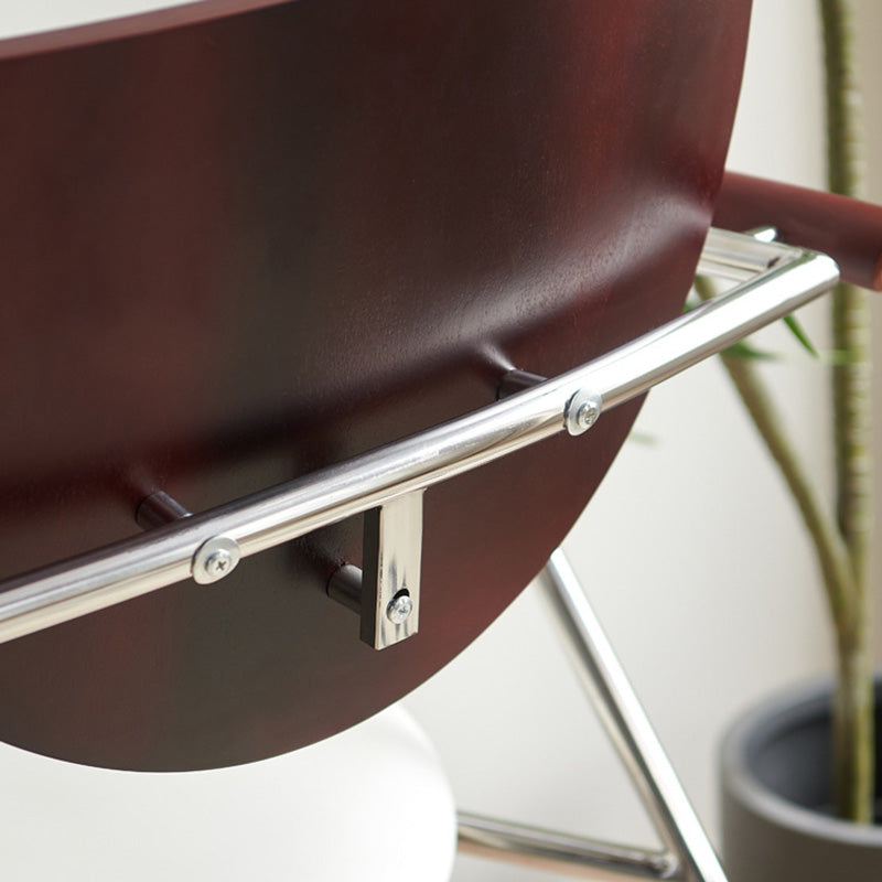 Scandinavian Half-Round Leather Dining Chair