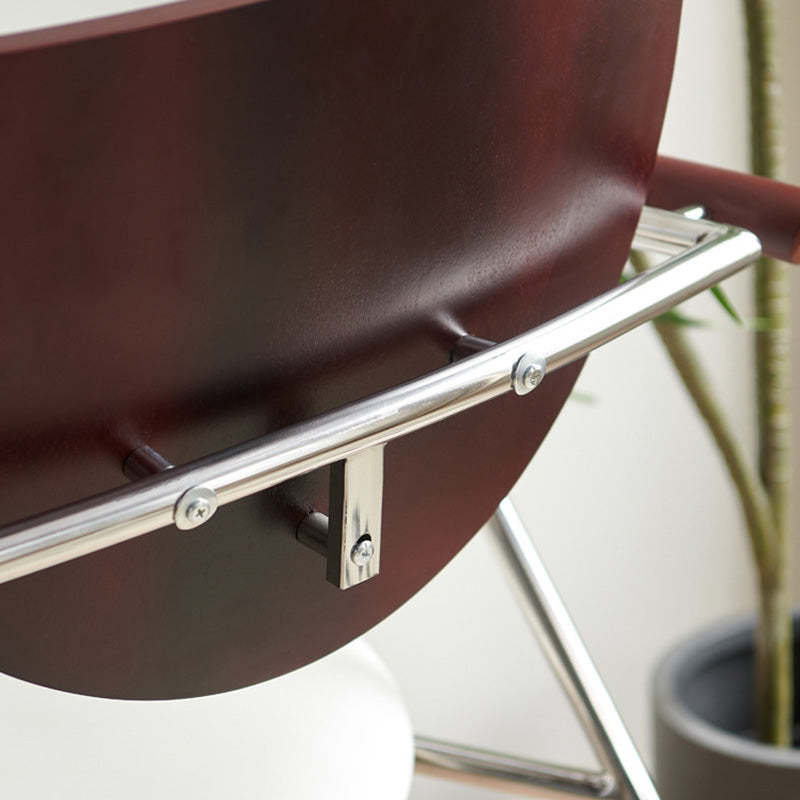 Scandinavian Half-Round Leather Dining Chair