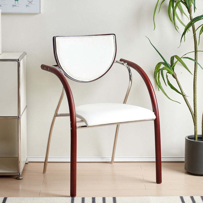 Scandinavian Half-Round Leather Dining Chair