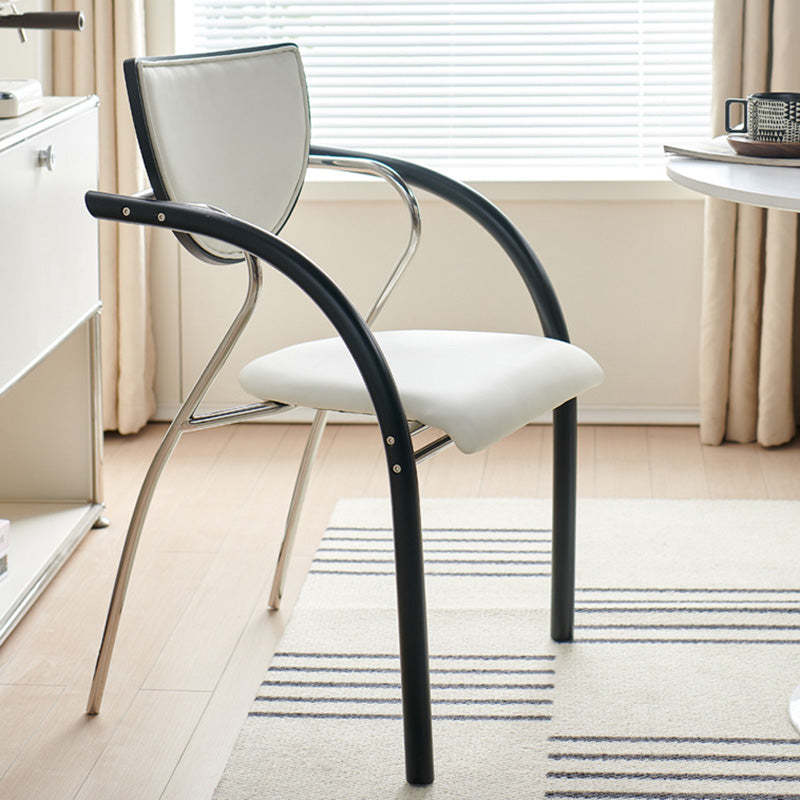 Scandinavian Half-Round Leather Dining Chair — Solid Wood / Brown