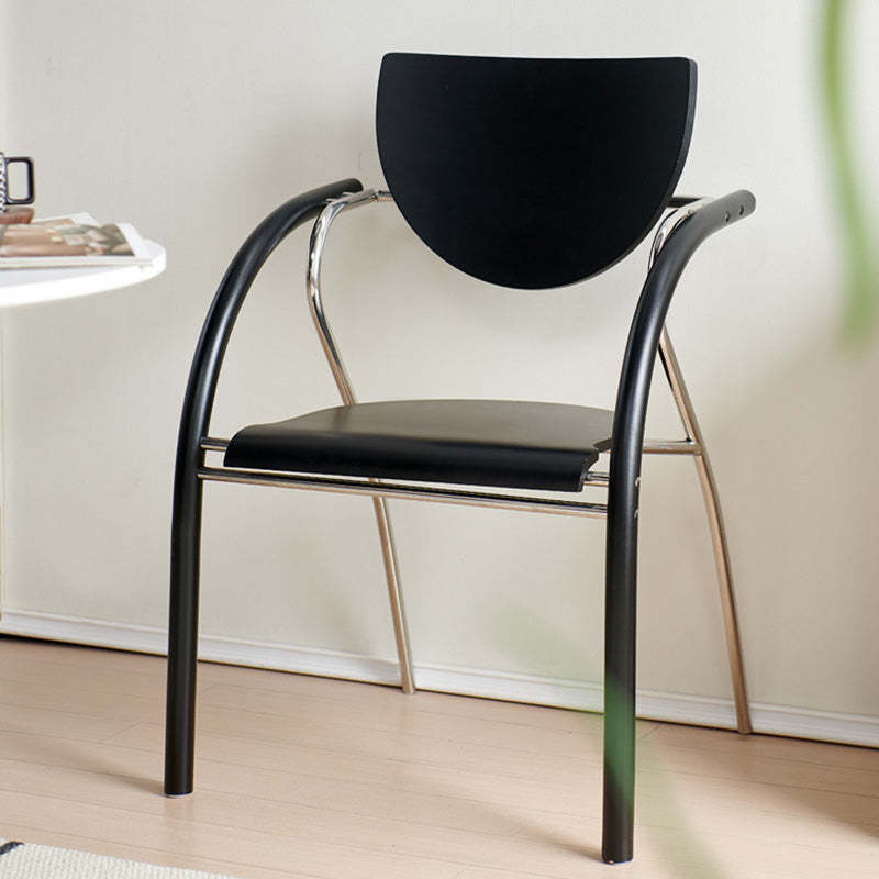 Scandinavian Half-Round Leather Dining Chair — Leather / Black