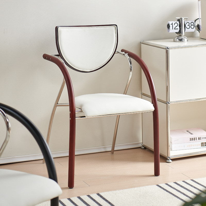 Scandinavian Half-Round Leather Dining Chair