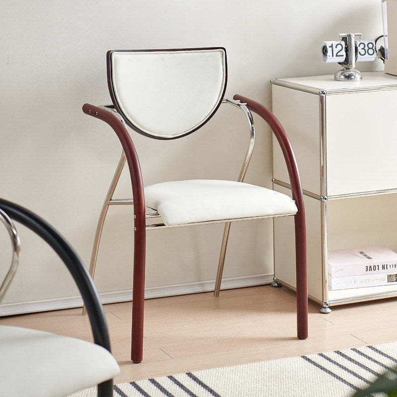Scandinavian Half-Round Leather Dining Chair