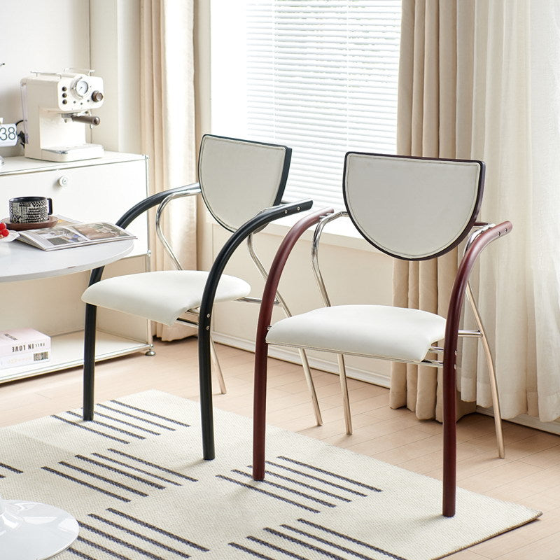 Scandinavian Half-Round Leather Dining Chair