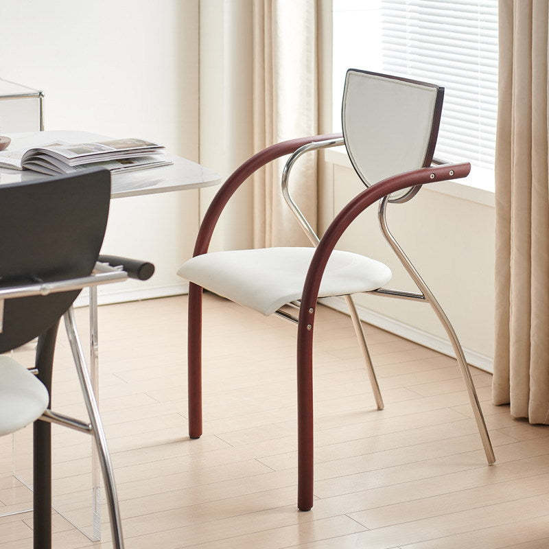 Scandinavian Half-Round Leather Dining Chair