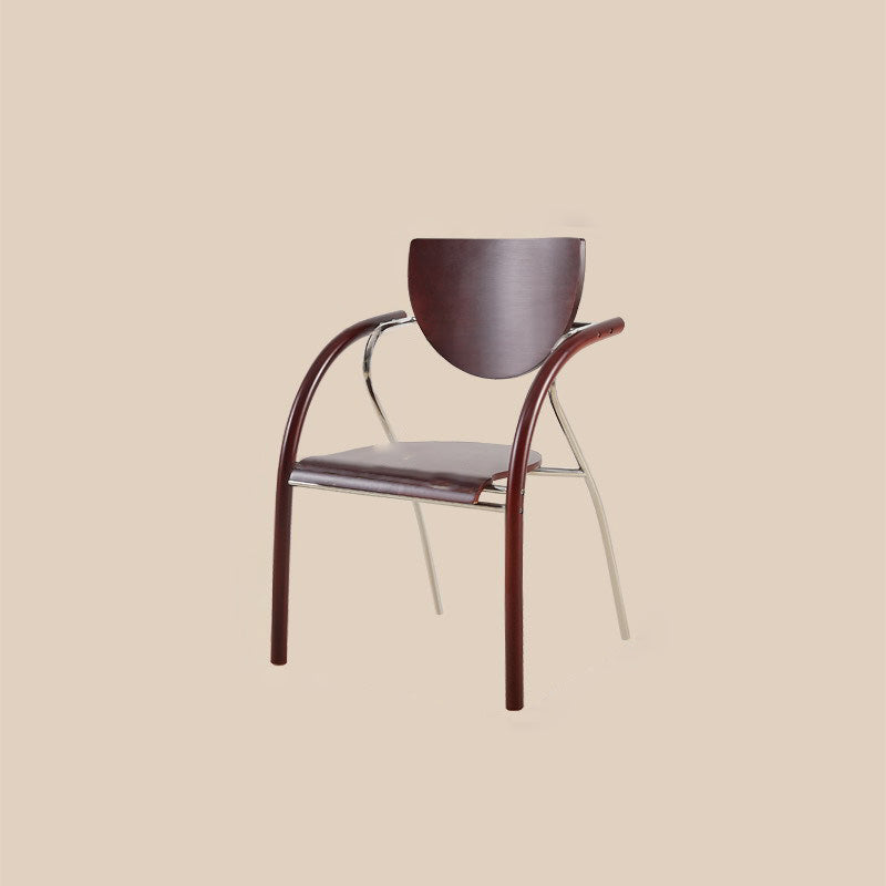 Scandinavian Half-Round Leather Dining Chair