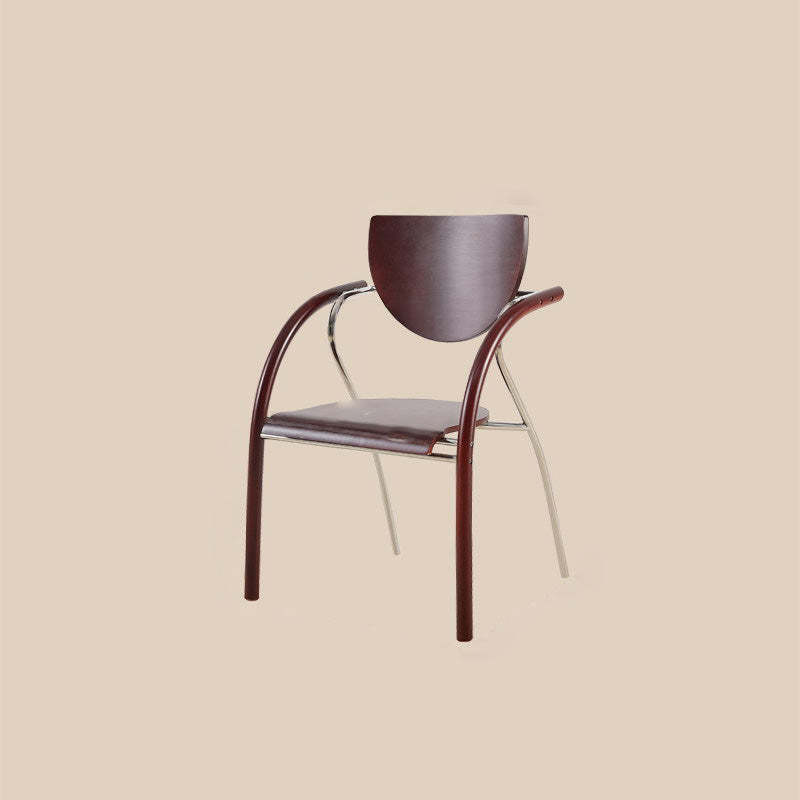 Scandinavian Half-Round Leather Dining Chair