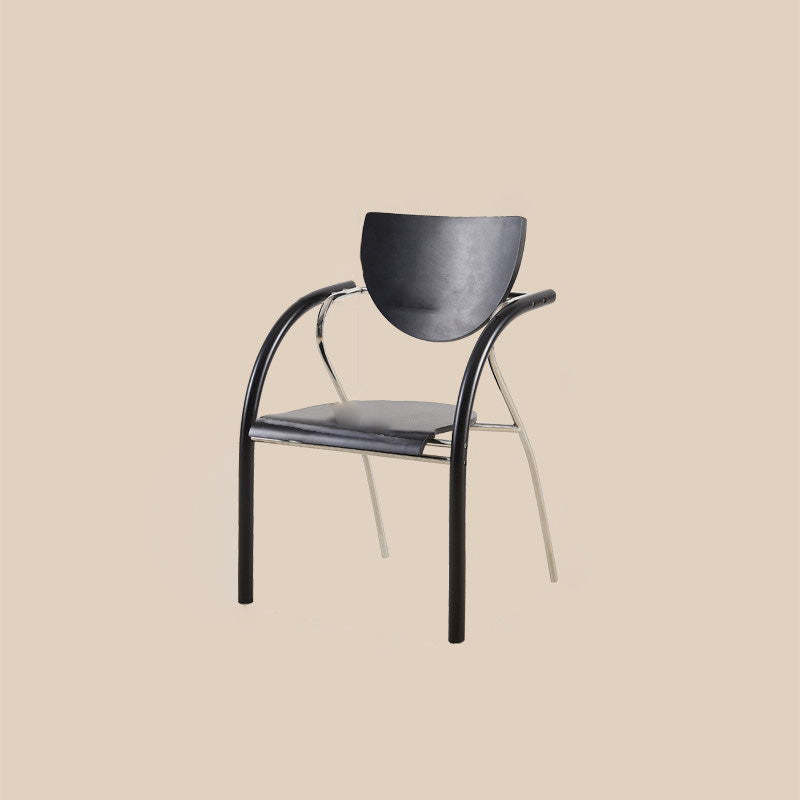 Scandinavian Half-Round Leather Dining Chair