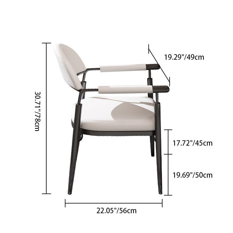 Scandinavian Half-Round Napa Leather Steel Dining Chair — Coffee Color