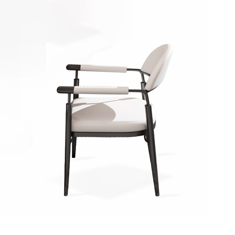 Scandinavian Half-Round Napa Leather Steel Dining Chair