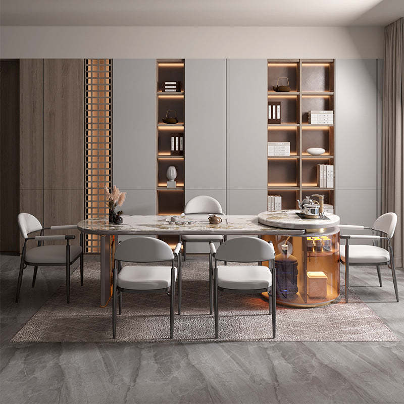 Scandinavian Half-Round Napa Leather Steel Dining Chair — White