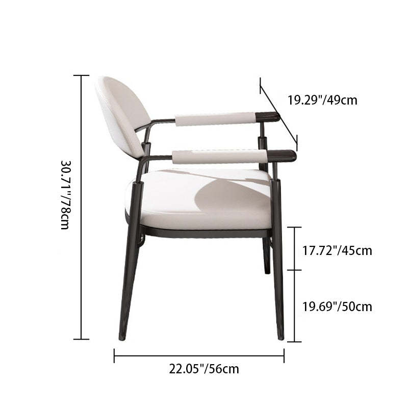 Scandinavian Half-Round Napa Leather Steel Dining Chair — Coffee Color