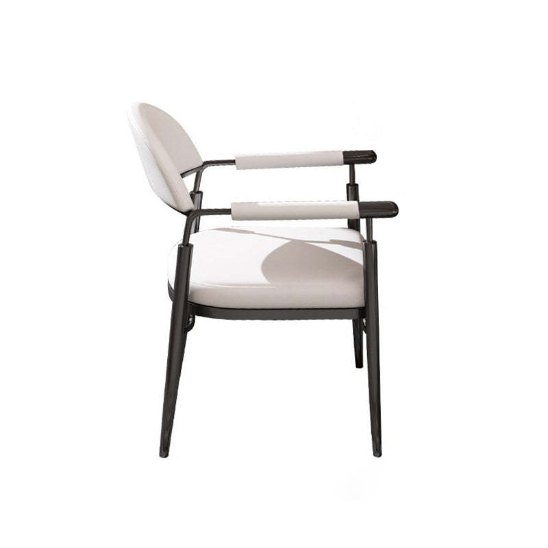 Scandinavian Half-Round Napa Leather Steel Dining Chair