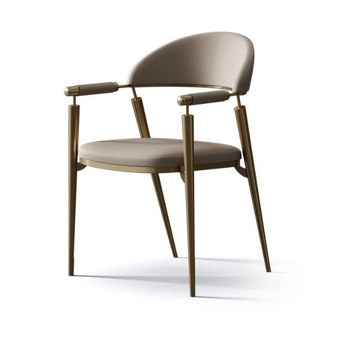 Modern Cylinder Leather Stainless Steel Dining Chair