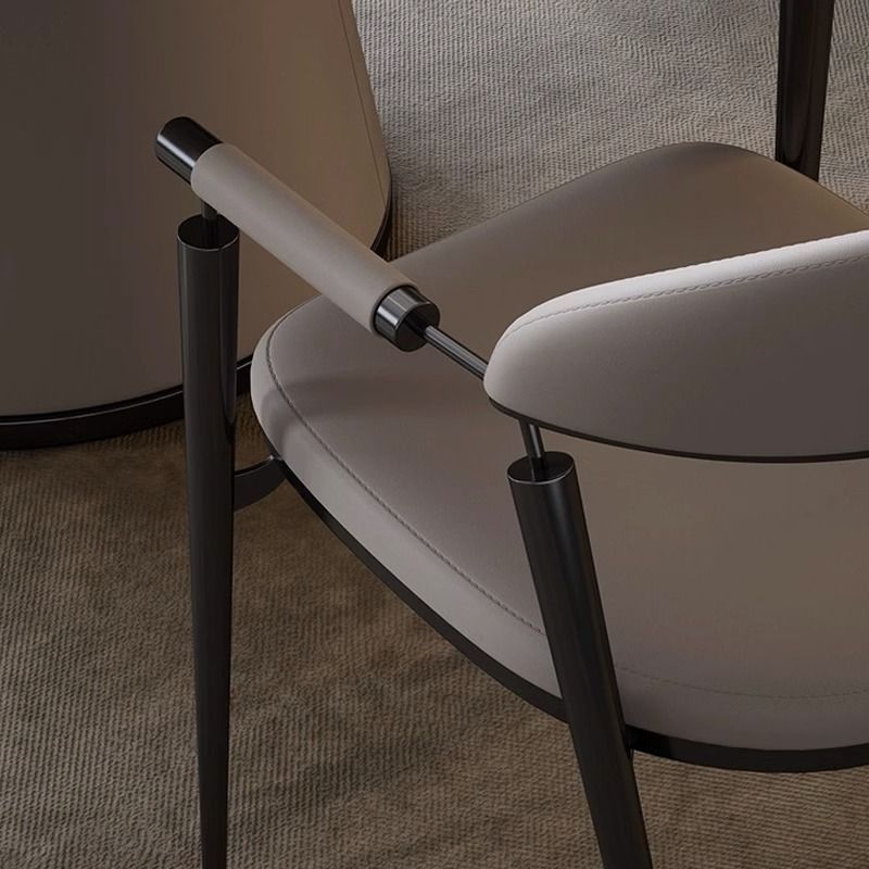 Modern Cylinder Leather Stainless Steel Dining Chair