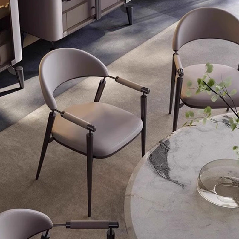 Modern Cylinder Leather Stainless Steel Dining Chair