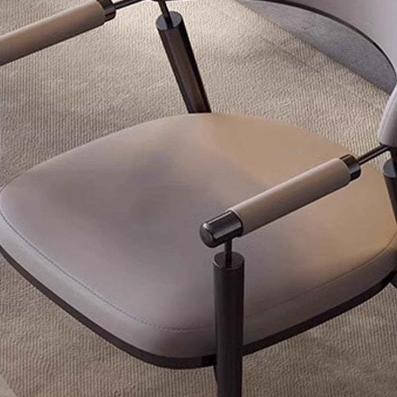 Modern Cylinder Leather Stainless Steel Dining Chair