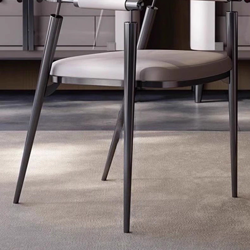 Modern Cylinder Leather Stainless Steel Dining Chair