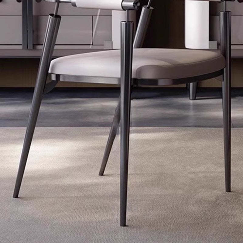 Modern Cylinder Leather Stainless Steel Dining Chair