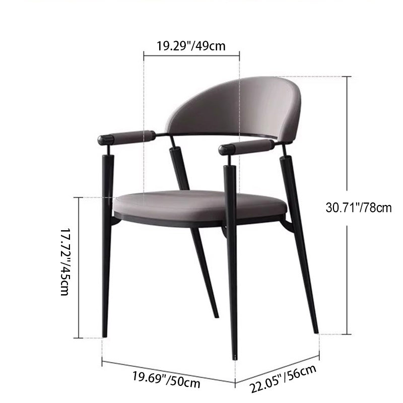 Modern Cylinder Leather Stainless Steel Dining Chair