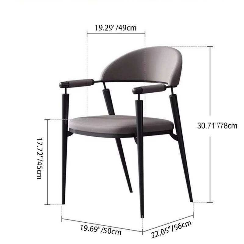 Modern Cylinder Leather Stainless Steel Dining Chair