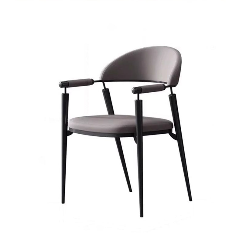Modern Cylinder Leather Stainless Steel Dining Chair