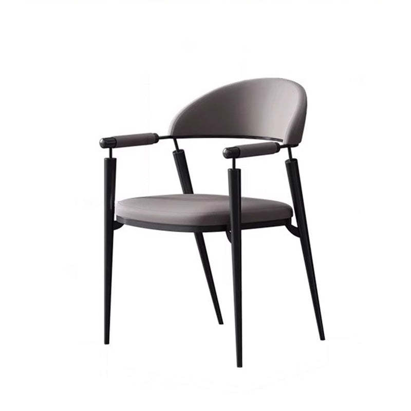 Modern Cylinder Leather Stainless Steel Dining Chair