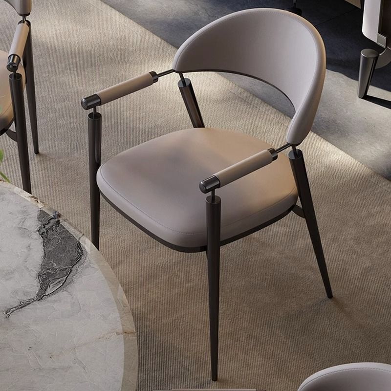 Modern Cylinder Leather Stainless Steel Dining Chair