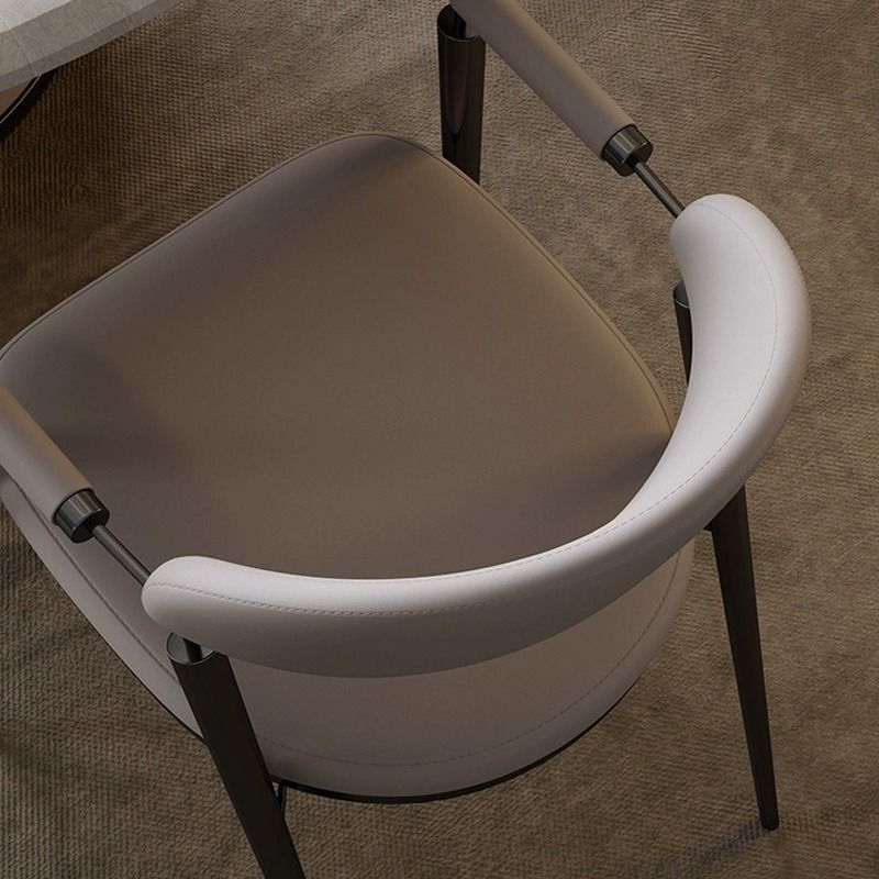 Modern Cylinder Leather Stainless Steel Dining Chair
