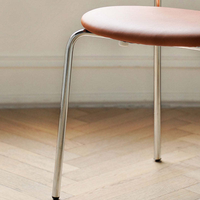 Chinese Cowl Oval Leather Metal Dining Chair