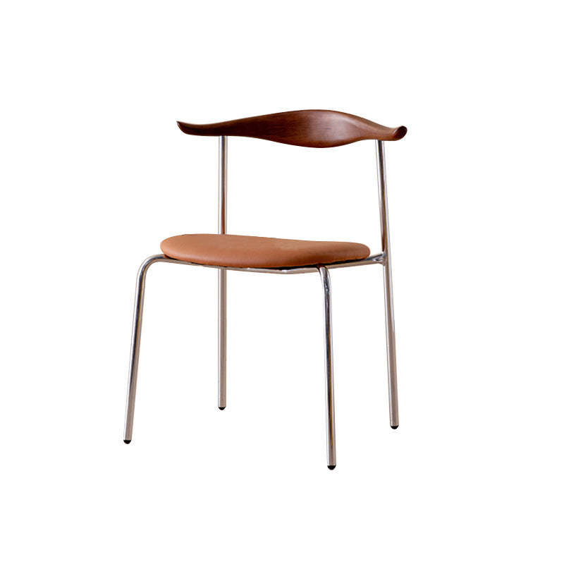 Chinese Cowl Oval Leather Metal Dining Chair
