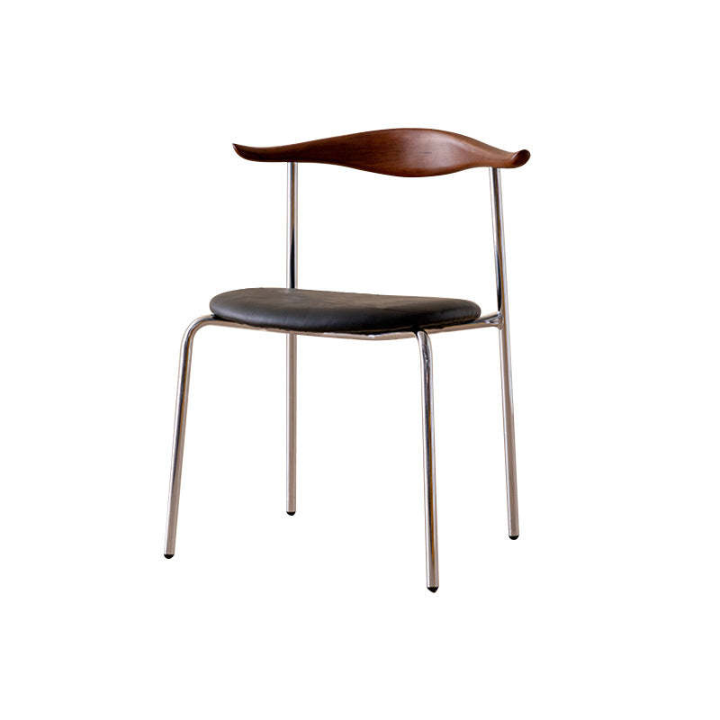Chinese Cowl Oval Leather Metal Dining Chair