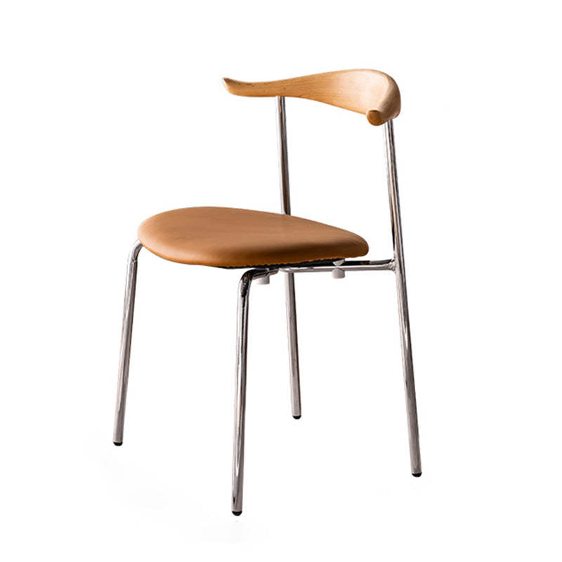 Chinese Cowl Oval Leather Metal Dining Chair