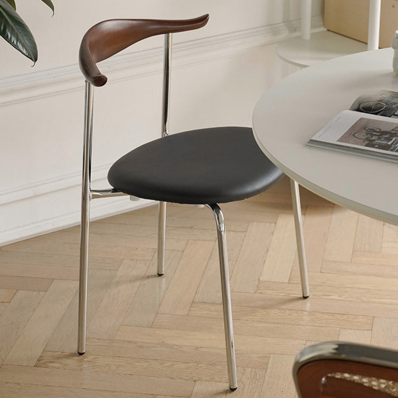Chinese Cowl Oval Leather Metal Dining Chair