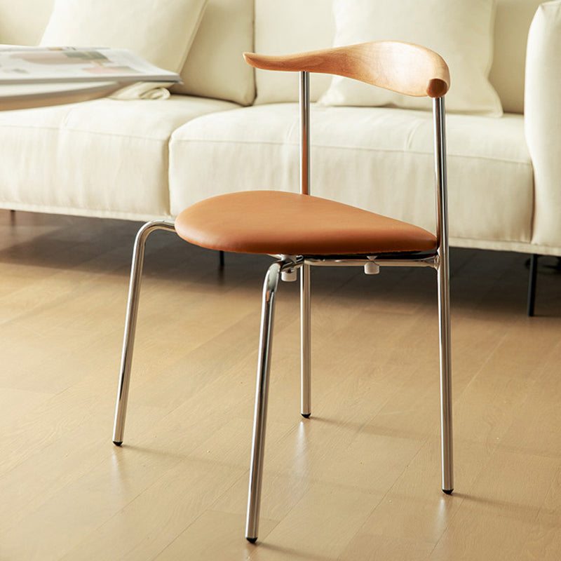 Chinese Cowl Oval Leather Metal Dining Chair