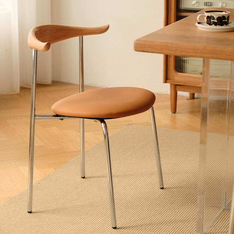 Chinese Cowl Oval Leather Metal Dining Chair