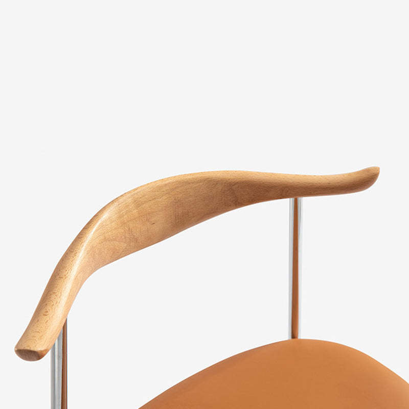 Chinese Cowl Oval Leather Metal Dining Chair